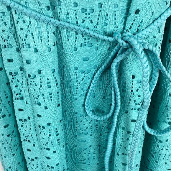 Catherines Dress Women's 4X Eyelet Turquoise Sleeveless Tie Waist NWT DR-1085 - Picture 6 of 14